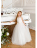 Ivory Lace Tulle Flower Girl Dress Communion Dress